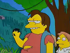 Milhouse paints tiger stripes on Nelson