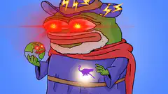 Super Ostrich Pepe holding Earth