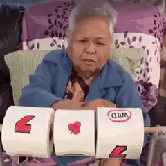 Grandma plays slot machine toilet paper