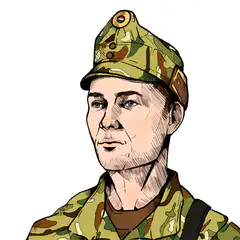 Soldier in camouflage saluting