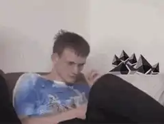 Man looking at geometric shapes