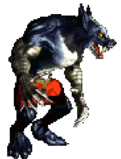 pixel art werewolf snarling