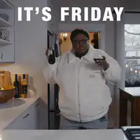 Woman celebrating it's friday with wine