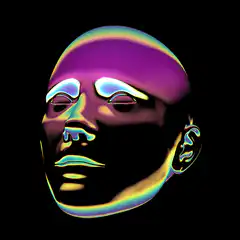 Iridescent 3D head morphing colors