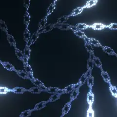 Glowing blue chains rotating