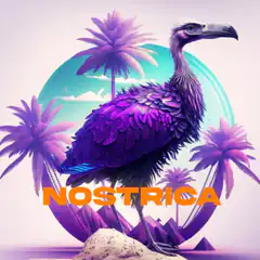 Purple bird on tropical island