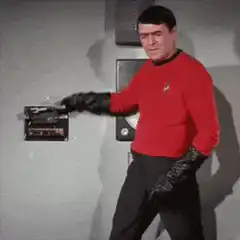 Spock touches the fuse box