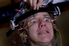 Woman with wires on head