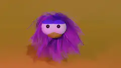 Purple furry bird head