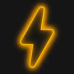 Yellow neon lightning bolt with text