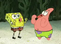 SpongeBob and Patrick sticking tongues out