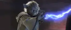 Yoda deflects blue lightning