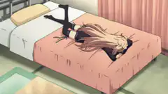 anime girl lying on bed