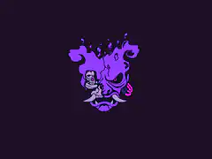 Purple skull with cyberpunk eye glitching