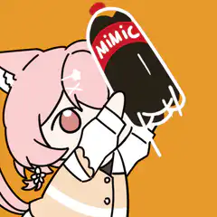 Anime girl holding Mimic soda bottle