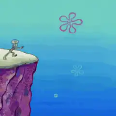 Squidward jumps off cliff