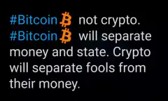 Bitcoin not crypto text meme