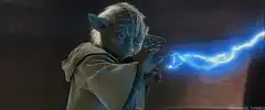 Yoda deflects blue lightning