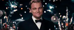 Leonardo DiCaprio toasting with champagne