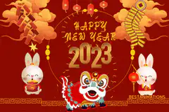 Happy New Year 2023 Rabbit Lion Dance