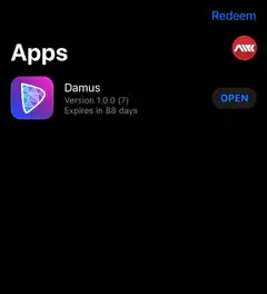 Damus app loading on Apple TV