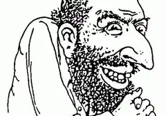 Grinning Bearded Man Caricature
