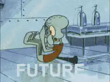 Squidward falling back and forth