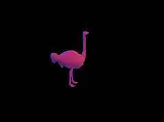 Pink dotted ostrich on black background