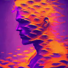 Purple face with orange heat map overlay