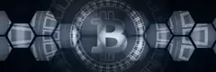 Bitcoin logo in hexagonal pattern