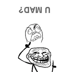 Trollface holding U Mad face