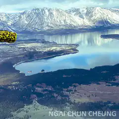Person in yellow jacket falling over lake