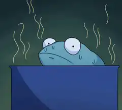 Sweating frog in a pot