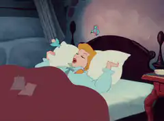Cinderella covers ears with pillow
