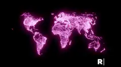 Glowing world map showing roads, rail, and airports