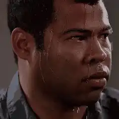 Jordan Peele sweating profusely