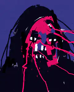 Pink and blue abstract face