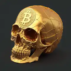 Golden Bitcoin Skull