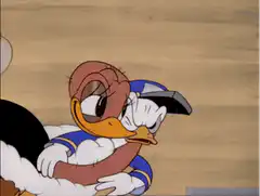 Donald Duck hugging Daisy Duck