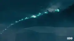 Sea Dragon breathes blue fire