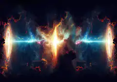 cosmic energy beam between two galaxies