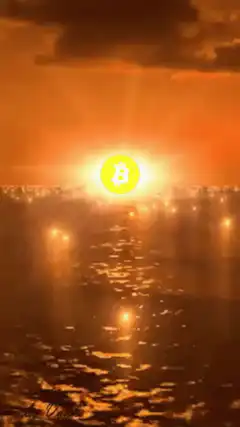 Bitcoin sun rising over ocean