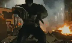 Hulk roaring in destruction
