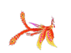 Pixel art phoenix flying