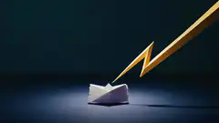 Golden lightning strikes paper boat