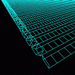 cyan wireframe grid animation