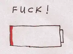 Battery dying with text fuck