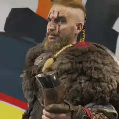 Viking raising horn to drink