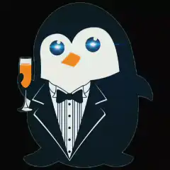 Penguin in tuxedo with champagne