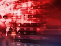 red stock market data with arrows